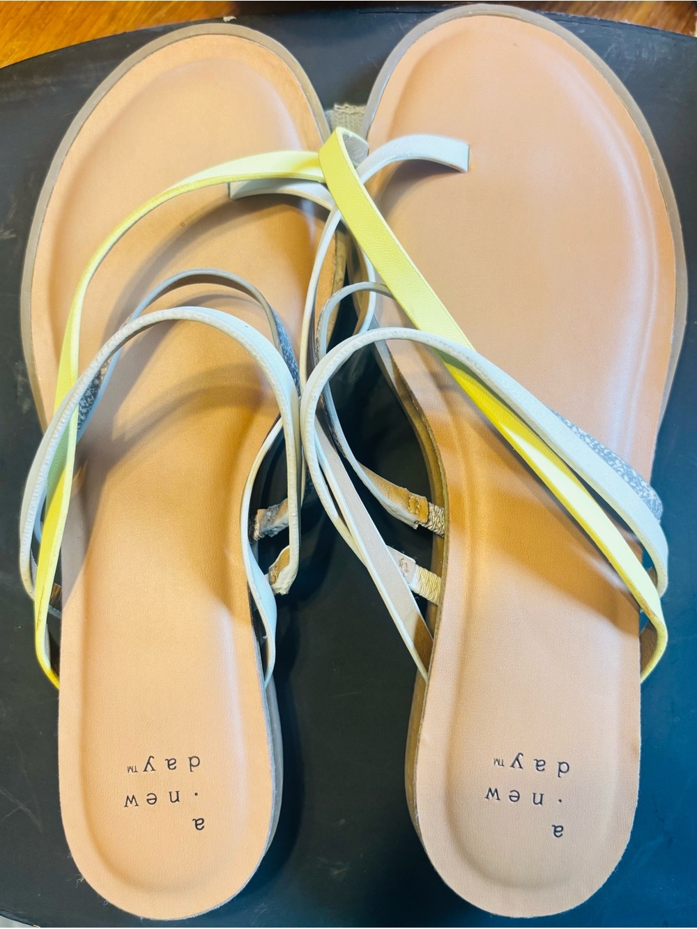a new day Yellow and White Snake Print Strappy Women's Sandals